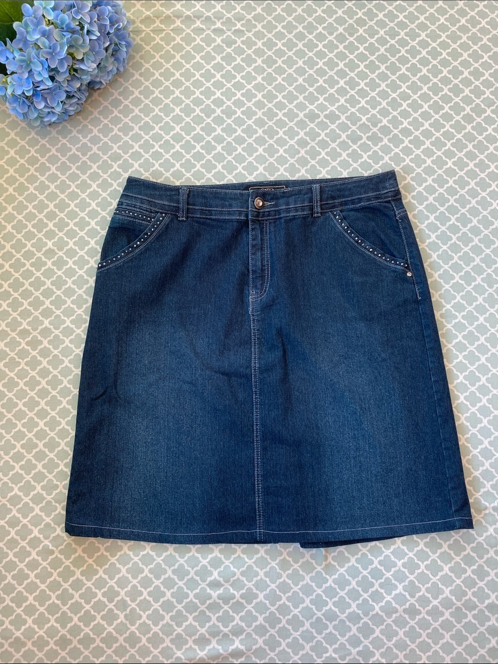 Cato Dark Denim Rhinestone Skirt 16W